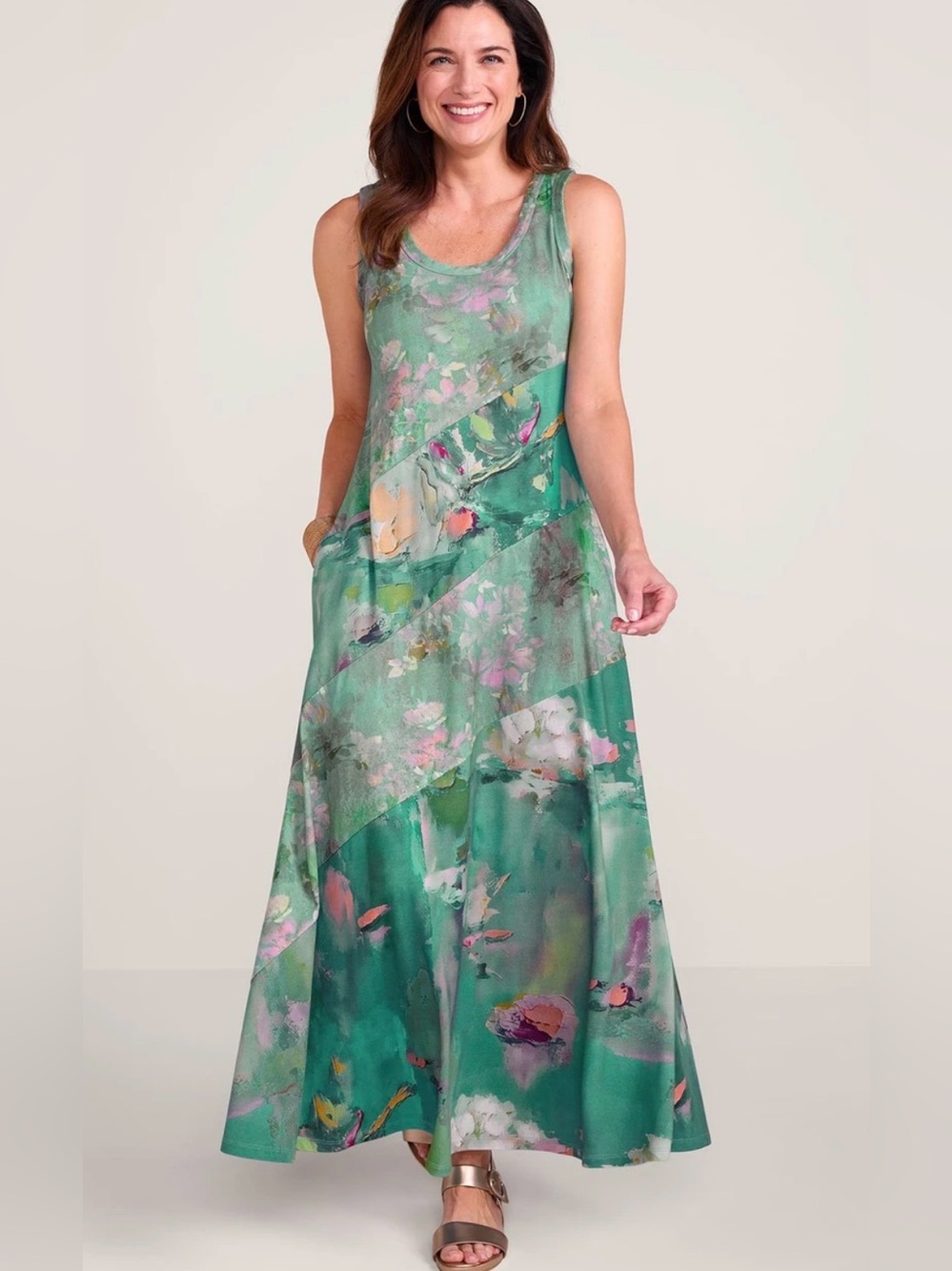 Soft Surroundings Maxi Swing Dress Aqua SANTIAGO LAKEVIEW DRESS Comfy 3X